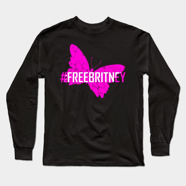 #FreeBritney Hashtag Free Britney Movement Butterfly Long Sleeve T-Shirt by Bezra